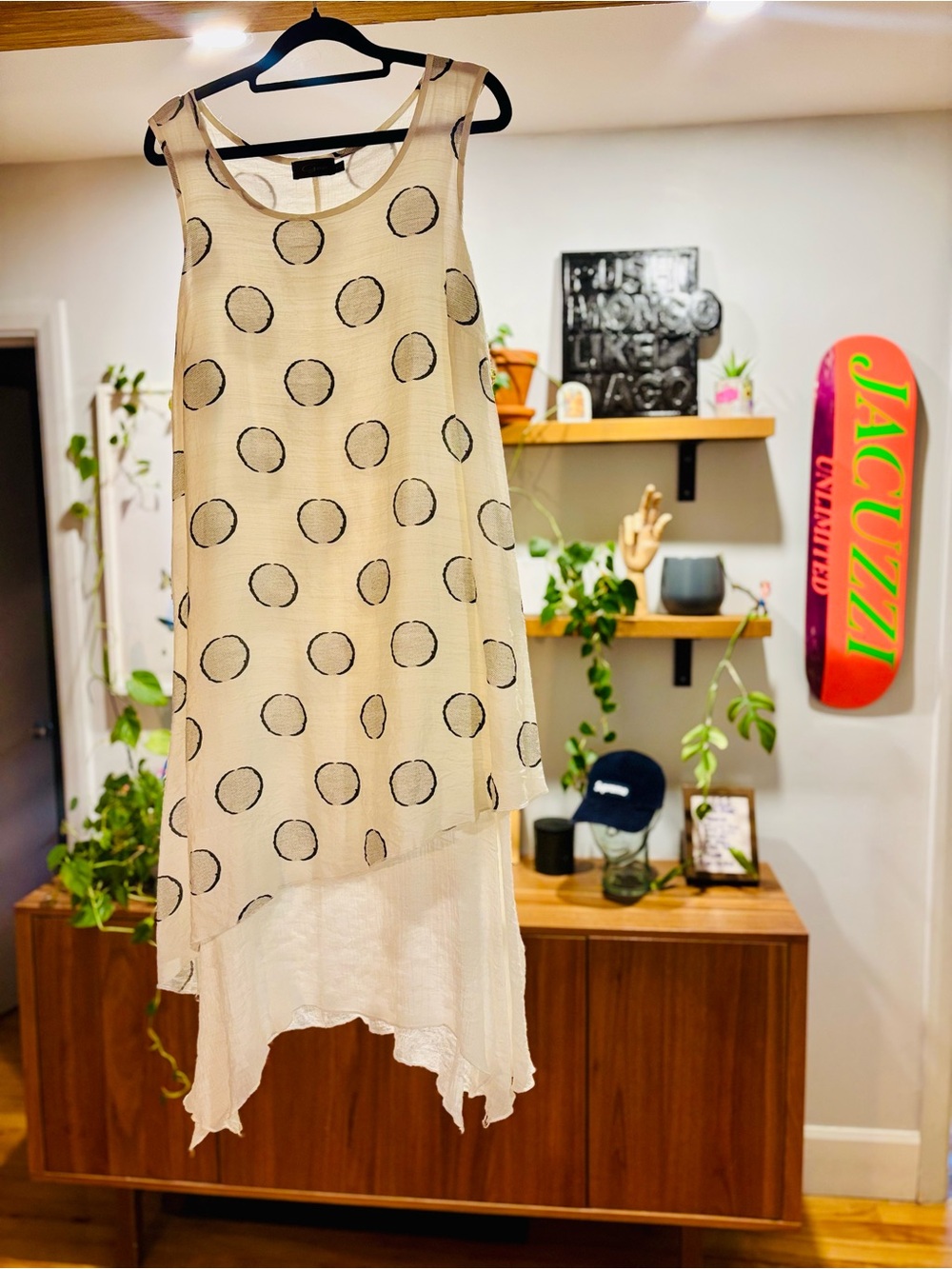 Lightweight Polka Dot Asymmetrical Sleeveless Dress – M/L